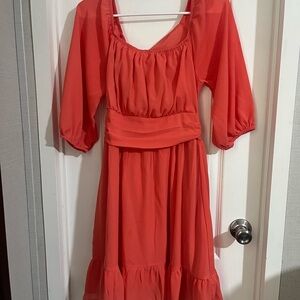 Chic Coral Midi Dress